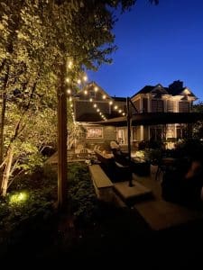 Patio Bistro Lights installation in Deerfield Illinois